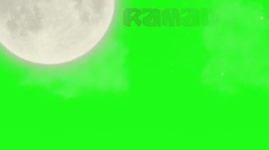 Ramazan Kareem tebrik kartı. Ay ve yeşil arkaplan.