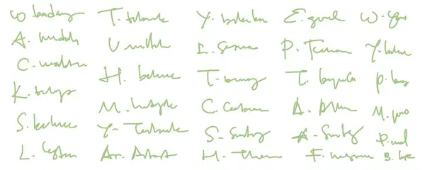 Yeşil kağıdın vektör kümesi. Beyaz arka planda izole edilmiş. Koleksiyon. El çizimi çizimi. Arka plan için fırça darbeleri. yeşil mürekkep fırçası darbeleri.