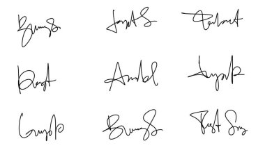 El çizimi kaligrafi seti, vektör illüstrasyonu