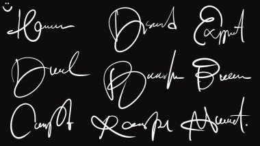 Bir dizi kaligrafik harf. Kaligrafi. Tasarımınız için vektör illüstrasyonu