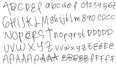 elle çizilmiş vektör alfabesi