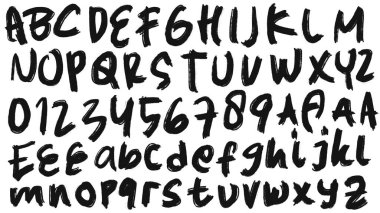 elle çizilmiş vektör alfabesi