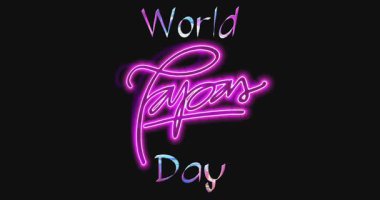 Mor neon ve siyah arkaplan ile Dünya Tapas Günü metin canlandırması. 