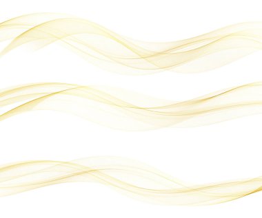 Soyut Akan Altın Şeffaf Dalga. Vektör Soyut Duman Dalgalı Çizgiler arkaplanı.