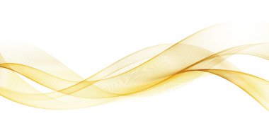 Soyut Arkaplan, Şeffaf Dalgalı Çizgiler. Altın sarısı turuncu duman dalgası. Gradyan Dalgalı Çizgiler. Vektör illüstrasyonu.