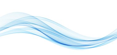 Soyut Akan Mavi Şeffaf Dalga. Vektör Soyut Duman Dalgalı Çizgiler arkaplanı.
