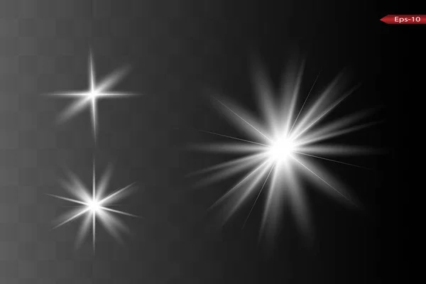Glödande Ljus Effekter Isolerade Grå Bakgrund Solen Blinkar Med Strålar Royaltyfria illustrationer