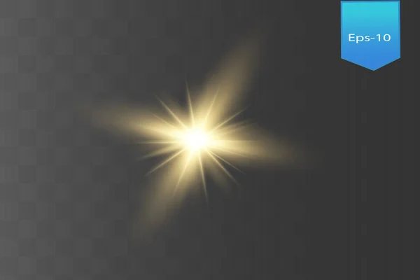 Effet Lumière Vectorielle Néon Lumière Jaune Éclatante Explose Bright Star — Image vectorielle