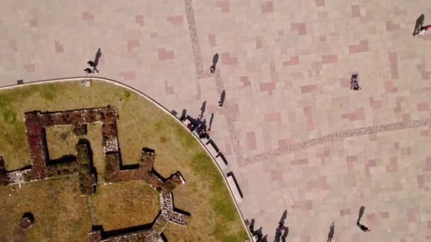 Clock Tower Living Quarters Rise Slow Spin Drone Aerial Krakow — 비디오