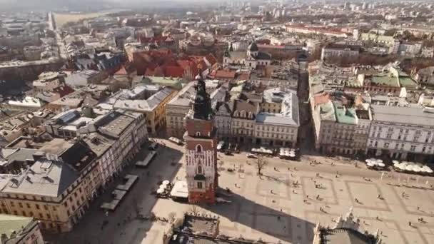 Mary Basilica Orbit Und Rise Reveal Stadtzentrum Blick Von Hoch — Stockvideo