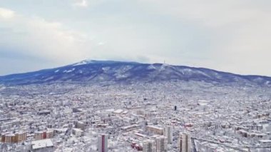 Kış Kenti Dağ Manzarası Eğik Soldan İnsansız Hava Aracı Sofya 'nın Soğuk Uçağı Bulgaristan Avrupa