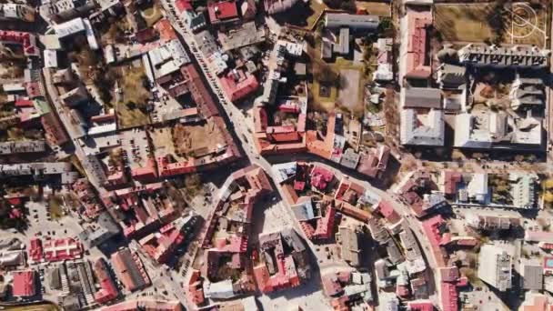 Tarnow Rural Poland Decsend Zoom Top Drohne Luft Historische Stadtplanung — Stockvideo