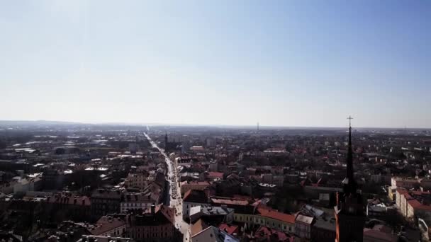 Tarnow Rural Polônia Voar Carros Turistas Drone Aéreo Histórico Urbanismo — Vídeo de Stock