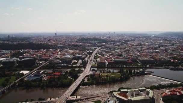 Stadio Del Traffico Ponte Praga Torre Delle Comunicazioni Centrum Inferiore — Video Stock