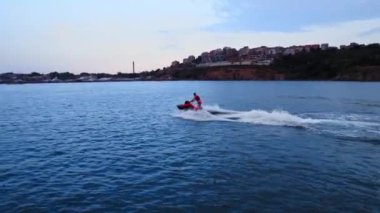 İnanılmaz Canlı Günbatımı Jetski Okulu Kıyı Bölgesi İki Jet Gezisi Dinlenme Bulgaristan