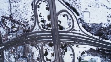 Modern Kavşak Kış Sabahı İHA Tepetaklak Döner Canlı Otomobiller Çalışan Sofya Sınıfı Bulgaristan Görüntüleri