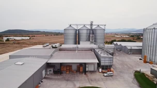 Wheat Bread Production Plant Fly Small Gap Rural Village Bulgaria — стокове відео