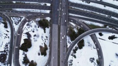 Modern Kavşak Kış Sabahı İnsansız Hava Aracı 2 Still Life Arabası Çalışan Sofya Sınıfı Bulgaristan Görüntüsü