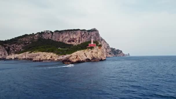 Italien Vibrierendes Zoom Boot Der Nähe Der Insel Capri — Stockvideo