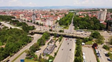 Sofya Trafik Merkezi Bulgaristan Yeşil Şehir Karbon Tarafsız Modern Avrupa İnsansız Hava Aracı