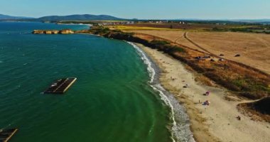 Birds Eye Perspective Camping Gizli Plaj Tatilleri Aile Saati Sıcak Yaz Uçağı