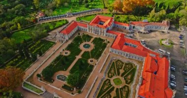 Rococo Style Queluz Sarayı 'nın ve Sintra' daki Yerlerin Havadan Görünümü