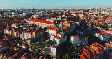 Dar Sokaklar Tarihi Katedral Mimarisi Eski Şehir Porto Hava Batımı Yörüngesi Igreja Paroquial De Nossa Senhora Da Vitoria Drone