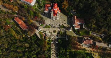 Bom Jesus Do Monte from Upbove Vibrant Sunny Landmark Monumental Stadyumu Katedrali Havadan Devasa Atış Aracı