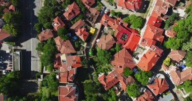 Yenilenen Evler Köşkü Eski Şehir Plovdiv 'e Taşıdı Havadan Aşağı Uçan Doğu Avrupa İnsansız Hava Aracı