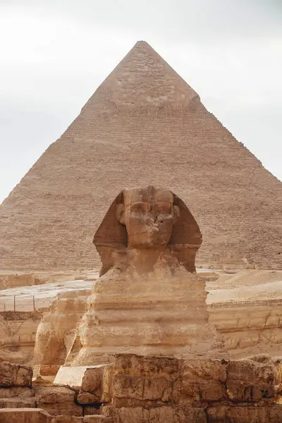 Сфинкс Большая Пирамида Гизы Хуфу Лицензионные Стоковые Фото