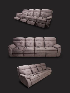 Comfortable large recliner sofa for watching TV at home isolated on neutral gradient background clipart