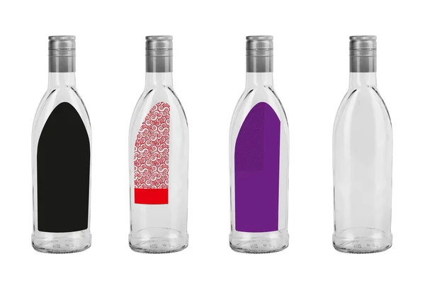 Een Set Flessen Geïsoleerd Witte Achtergrond — Stockfoto