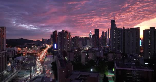 Nocny Widok Panoramę Miasta Shenzhen Chiny — Wideo stockowe