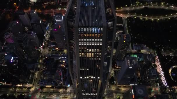 Vista Notturna Della Città Illuminata Shenzhen Cina — Video Stock