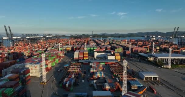 Aerial View Yantian Container Terminal Shenzhen City China — Stock Video