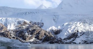 Beautiful view of the mountains and the lake in winter