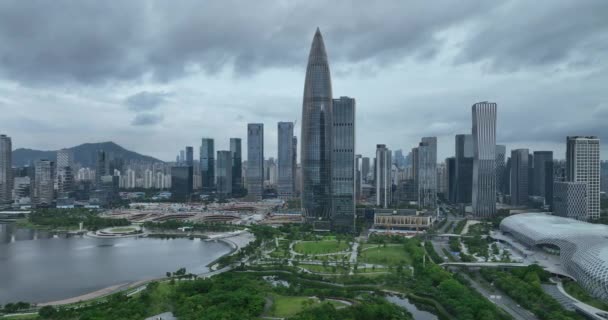 Vedere Pitorească Clădirilor Moderne Din Orașul Shenzhen — Videoclip de stoc