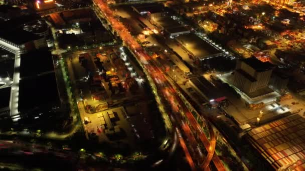 Αεροφωτογραφία Νύχτα Του Yantian Τερματικό Σταθμό Εμπορευματοκιβωτίων Στην Πόλη Shenzhen — Αρχείο Βίντεο
