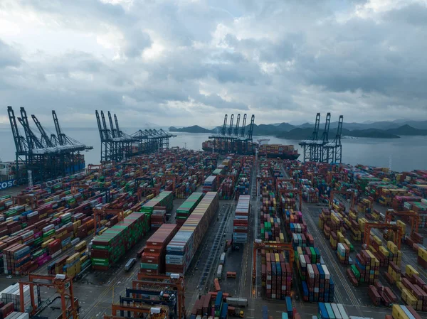 Shenzhen China 2022 Luftaufnahme Der Landschaft Hafen Von Yantian Der — Stockfoto