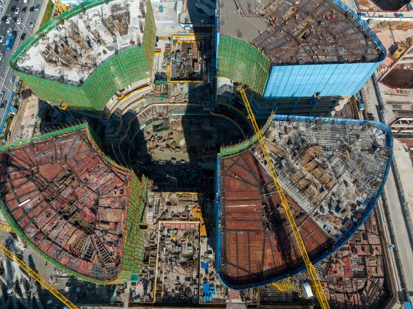 Shenzhen China 2022 Luftaufnahme Von Baustelle Und Landschaft Der Stadt — Stockfoto