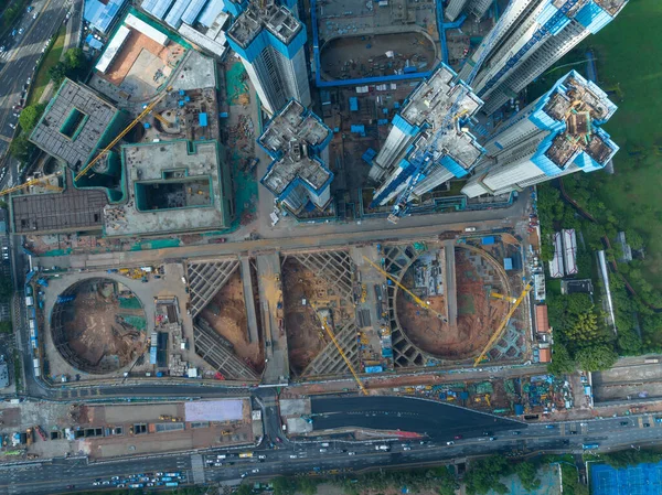 Luftaufnahme Der Bauarbeiten Der Stadt — Stockfoto