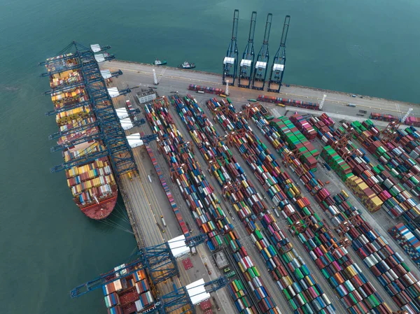 Shenzhen China 2022 Luftaufnahme Des Internationalen Containerterminals Yantian Der Stadt — Stockfoto