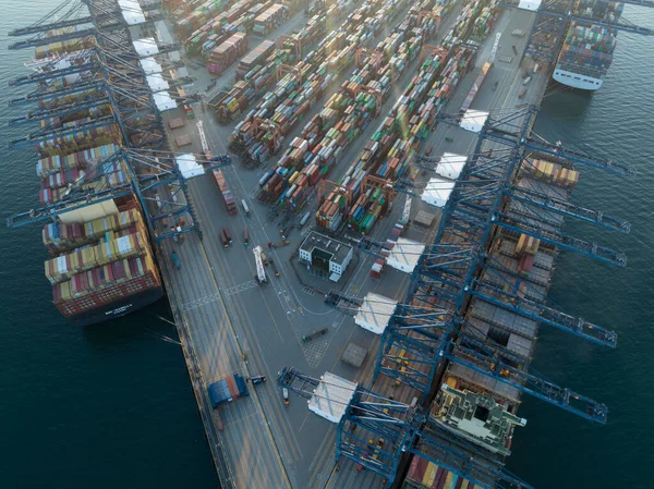Shenzhen China 2022 Luftaufnahmen Des Internationalen Containerterminals Yantian Der Stadt — Stockfoto