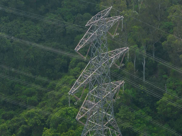 Aerial View Electricity Tower Mountain — Stock fotografie