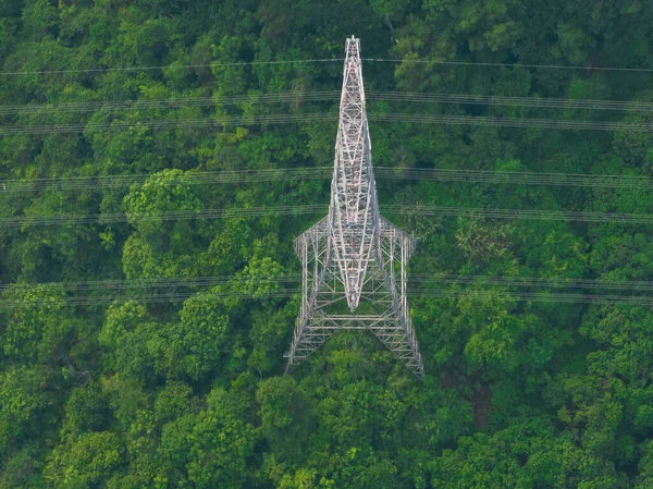 Aerial View Electricity Tower Mountain — Stock Photo, Image