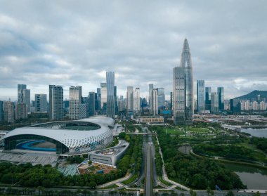 Shenzhen şehrinin havadan manzarası, Çin