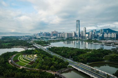 Shenzhen şehrinin havadan manzarası, Çin