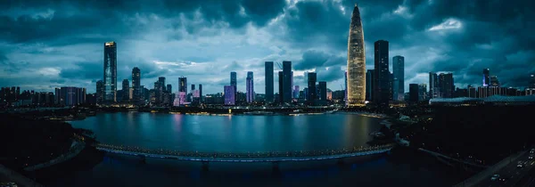 Vue Panoramique Aérienne Paysage Nocturne Ville Shenzhen Chine — Photo