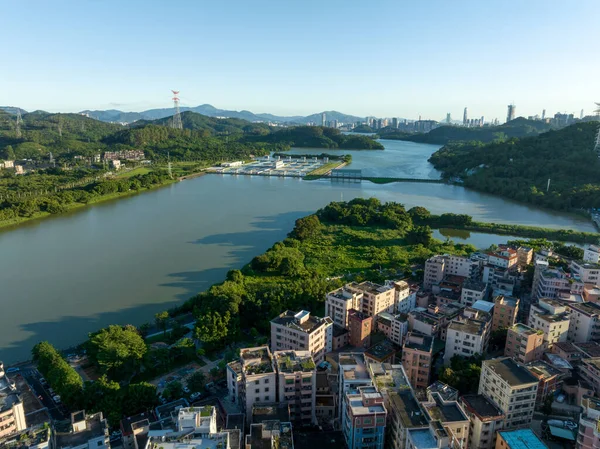 Letecký Pohled Městskou Vesnici Krajiny Městě Shenzhen Čína — Stock fotografie
