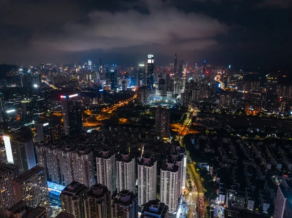 深圳市夜景的空中景观 — 图库照片